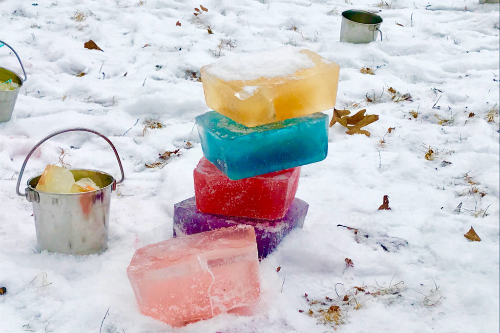 Colorful ice bricks.