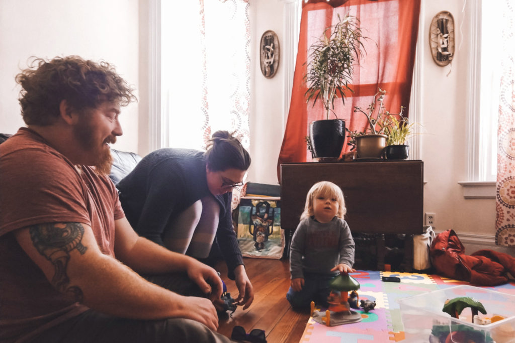 Artists John Paulus and Heidi Clayton with son Graydon.