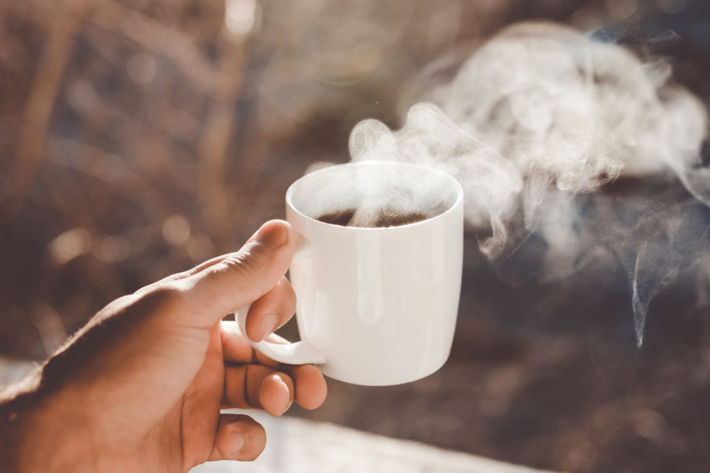 A steaming cup of tea.