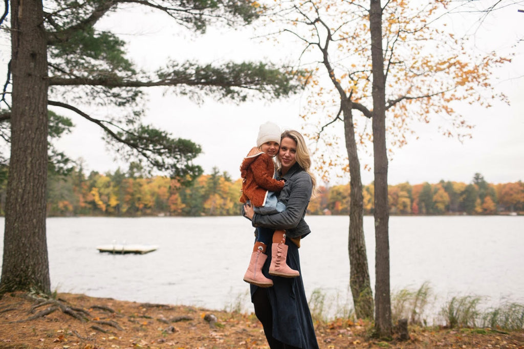 Megan Marsh and daughter by Lake Katherine near Minocqua, Wisconsin.