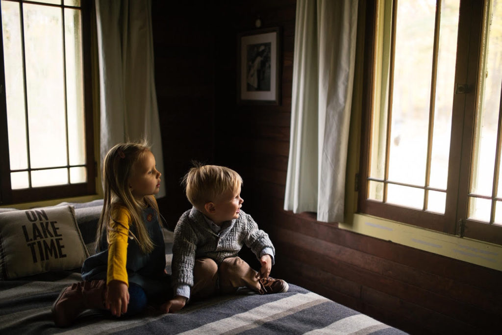 The Marsh kids at the Pine Cove Cabin near Minocqua, Wisconsin.