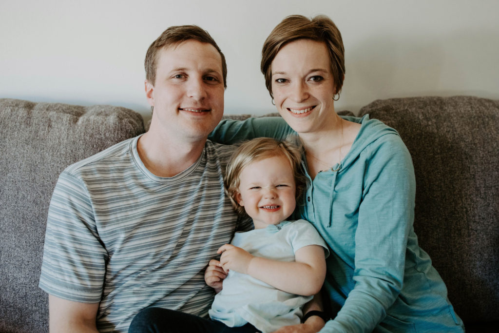 Claire Koepp with her husband and daughter.