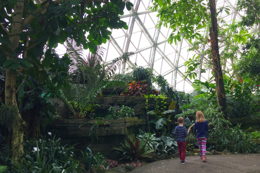 Children walk through the Domes in Milwaukee.