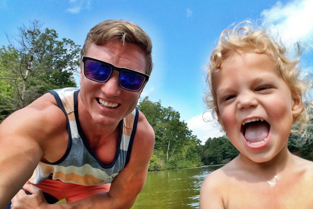 A dad and his son at Stewart Lake County Park.