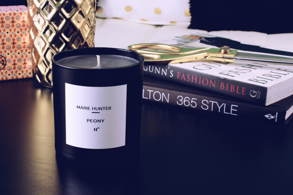 A peony-scented candle by Marie Hunter Beauty.