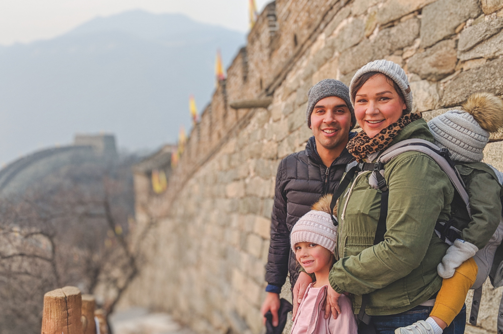 The Salas family at the Great Wall of China.